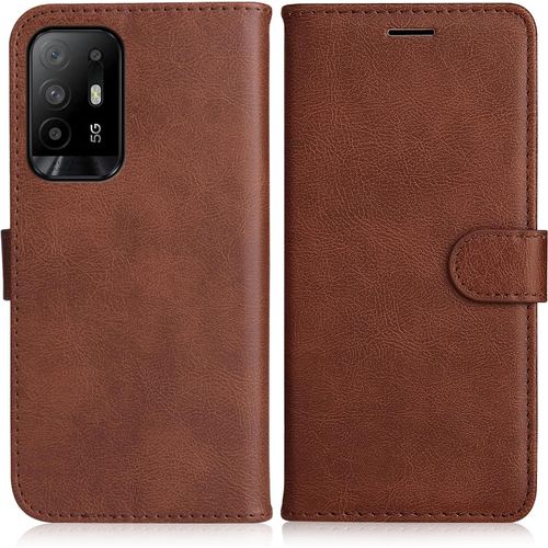 Kal-Coque Pour Oppo A94 5g / Oppo A95 5g / Oppo F19 Pro Plus, Pu En Cuir Coque Portefeuille Étui Housse, Design Classique Tpu Coque Pour Oppo A94 5g / Oppo A95 5g / Oppo F19 Pro Plus, Marron