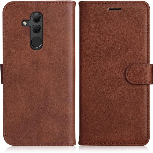 Coque Pour Huawei Mate 20 Lite, Pu En Cuir Coque Portefeuille Étui Housse, Design Classique Tpu Coque Pour Huawei Mate 20 Lite, Marron