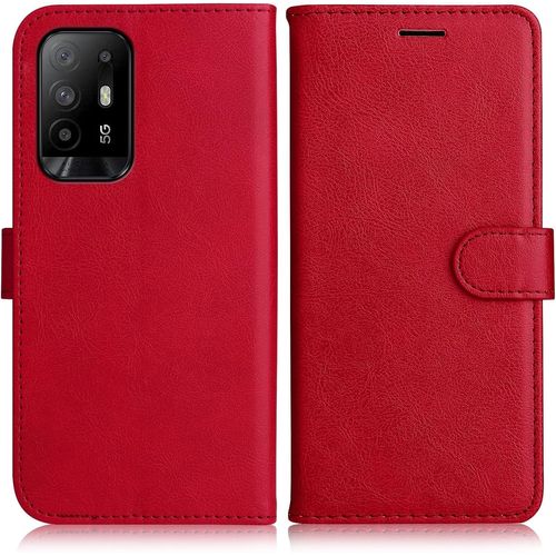 Kal-Coque Pour Oppo A94 5g / Oppo A95 5g / Oppo F19 Pro Plus, Pu En Cuir Coque Portefeuille Étui Housse, Design Classique Tpu Coque Pour Oppo A94 5g / Oppo A95 5g / Oppo F19 Pro Plus, Rouge