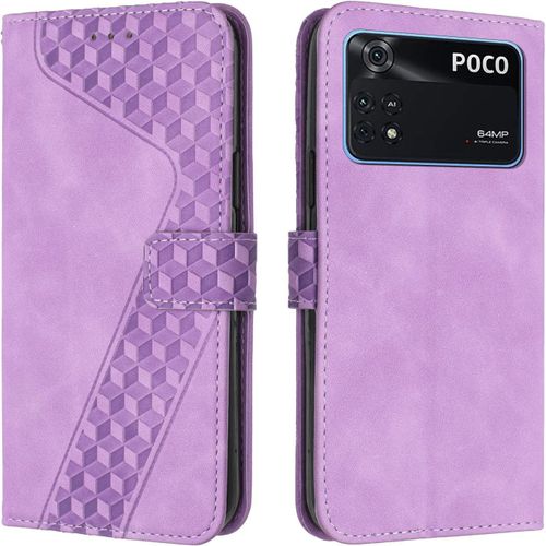KAL-Coque Pour Xiaomi Poco M4 Pro 4G, Etui Protection Housse Premium En Cuir Pu Portefeuille Étui Téléphone [Fermoir Magnétique] [Fentes Pour Cartes] Flip Case Pour Xiaomi Poco M4 Pro 4G¿Pourpre