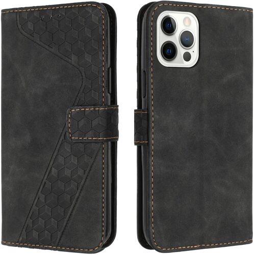 KAL-Coque Pour Iphone 12 Pro Max, Etui Protection Housse Premium En Cuir Pu Portefeuille Étui Téléphone [Fermoir Magnétique] [Fentes Pour Cartes] Flip Case Pour Iphone 12 Pro Max¿Noir