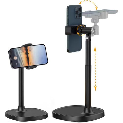 Supporte De Telephone,Support Téléphone Bureau,Support Telephone Portable,Rotation 360° Réglable Support Téléphone Pour La Vidéographie De Photographie Plate En Direct Support Smartphone (White)