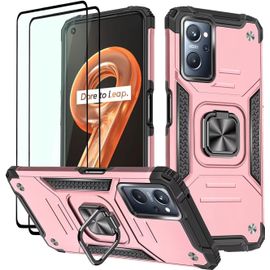 Coque Pour Realme 9i / Oppo A76 / Oppo A96, Verre Trempé [2 Pièces] + Housse Tpu Silicone Rotation 360° Aimant Anneau Support Double Défense Protection Etui - Or Rose[Ven8806070]
