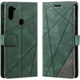 Sjzg-Coque Pour Samsung Galaxy A11, Rabat Portefeuille De Protection Cuir Pu Etui, Slim Silicone Tpu Bumper Magnétique Housse, Flip Porte Cartes Avec Fonction Support Cover Antichoc Case (Vert)