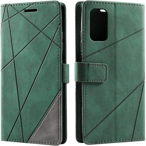 KAL-Coque Pour Samsung Galaxy A03S, Rabat Portefeuille De Protection Cuir Pu Etui, Slim Silicone Tpu Bumper Magnétique Housse, Flip Porte Cartes Avec Fonction Support Cover Antichoc Case (Vert)