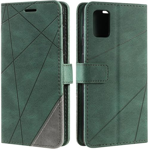 Sjzg-Coque Pour Samsung Galaxy A31, Rabat Portefeuille De Protection Cuir Pu Etui, Slim Silicone Tpu Bumper Magnétique Housse, Flip Porte Cartes Avec Fonction Support Cover Antichoc Case (Vert)