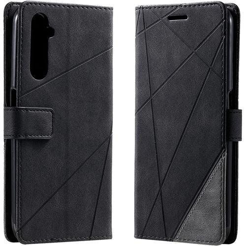 Sansh-Coque Pour Samsung Galaxy A04s/ A04, Rabat Portefeuille De Protection Cuir Pu Etui, Silicone Tpu Bumper Magnétique Housse, Flip Porte Cartes Avec Fonction Support Cover Antichoc Case (Le Noir)