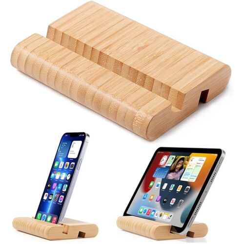 KAL-Support De Tablette Et De Téléphone Portable En Bambou Pour Bureau, Pour Iphone, Ipad, Tablettes Et Tous Les Téléphones (Grande Taille)