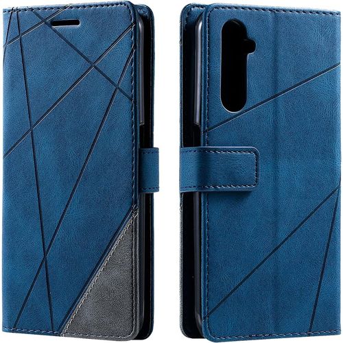 Sansh-Coque Pour Samsung Galaxy A04s/ A04, Rabat Portefeuille De Protection Cuir Pu Etui, Silicone Tpu Bumper Magnétique Housse, Flip Porte Cartes Avec Fonction Support Cover Antichoc Case (Bleu)