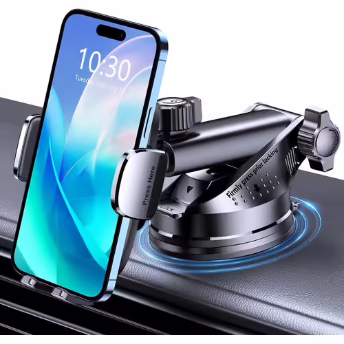 JGD-Support Telephone Voiture, [Jamais de Chute] Ultra Robuste Pied Telephone Voiture Orientable à 360°, Attache Téléphone Voiture Ventouse Compatible avec iPhone 17/16/15 & Autres 4-7"" Smartphones