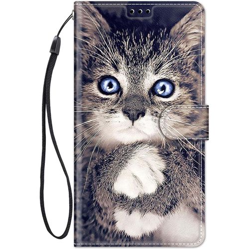Coque Pour Samsung Galaxy A52 5g / A52 4g / A52s 5g Cuir Avec Silicone Souple Etui Portefeuille Antichoc Étui À Rabat Et Folio Motif Fine Support Pour Filles Femmes Homme Housse - Chat B