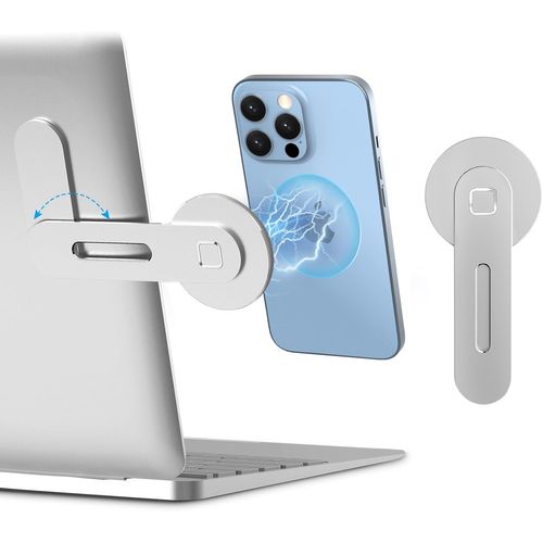 (Argent) Compatible avec support magnétique pour téléphone MagSafe pour iPhone 15/14/13/12 - Réglable - pour Tous les téléphones - pliage Support pour ordinateur portable -