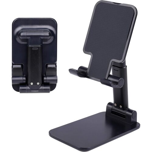 KAL-Support De Téléphone Portable Pliable Support De Telephone Bureau Multi-Angle Portable Support Tablette Pour Iphone Android Smartphone Noir-Bleu