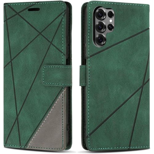 Mdy-Coque Pour Samsung Galaxy S25 Ultra, Protection Housse Etui En Cuir Pu Portefeuille Avec Emplacements Cartes Et Fonction Support Pour Galaxy S25 Ultra, Vert