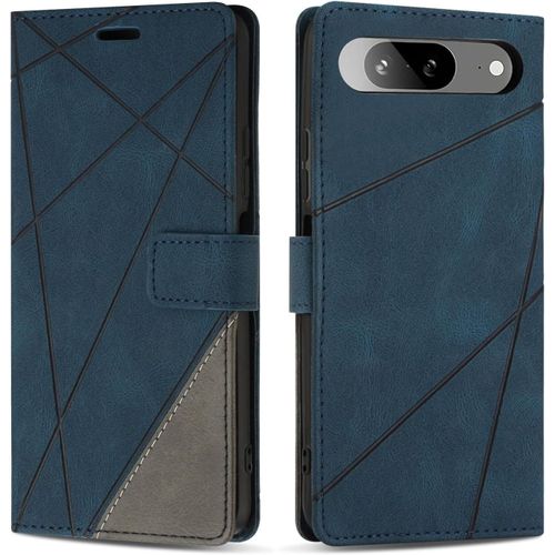 Kal-Coque Pour Google Pixel 8a 5g, Protection Housse Etui En Cuir Pu Portefeuille Avec Emplacements Cartes Et Fonction Support Pour Google Pixel 8a 5g, Bleu