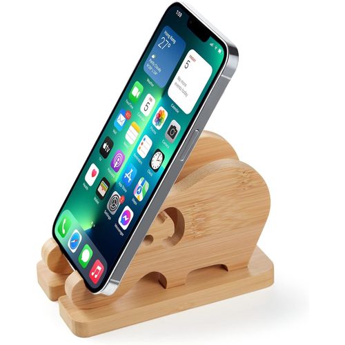Support De Téléphone En Forme D`Éléphant En Bambou Pour Bureau, Support Amovible En Bois Pour Téléphone Portable, Iphone, Samsung, Huawei, Xiaomi