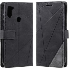KAL-Coque Pour Samsung Galaxy A11, Rabat Portefeuille De Protection Cuir Pu Etui, Slim Silicone Tpu Bumper Magnétique Housse, Flip Porte Cartes Avec Fonction Support Cover Antichoc Case (Le Noir)