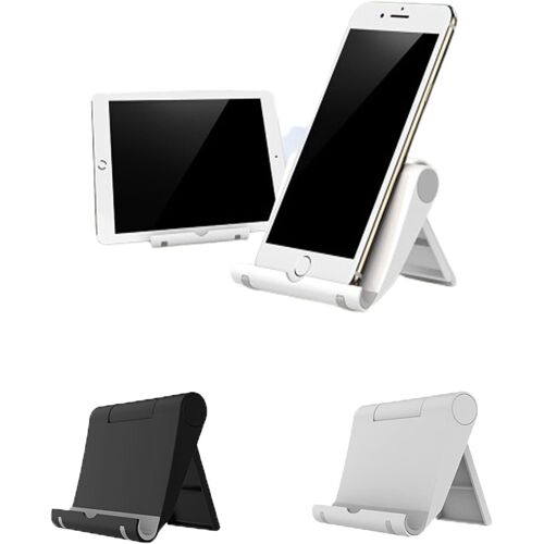 SUBZONAL-2 pcs Bureau réglable Pliant Support en Plastique pour 6-11 Pouces Compatible avec Tous Les Supports de Smartphone comme iPhone 15pro Max 11 Samsung xiaomi Android etc (1 Blanc / 1 Noir)