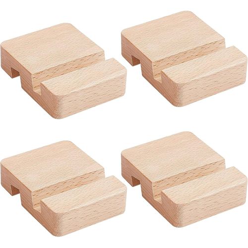 Kalanka-4 Supports De Téléphone Portable En Bois, 8x6x2 Cm Supports De Téléphone Portable En Bois De Bureau Universel Support De Tablette Mobile Portable Pour Soutenir Téléphone Au Bureau À La Maison
