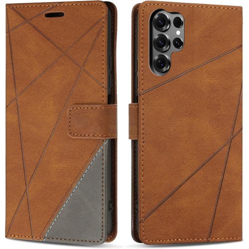 Kal-Coque Pour Samsung Galaxy S25 Ultra, Protection Housse Etui En Cuir Pu Portefeuille Avec Emplacements Cartes Et Fonction Support Pour Galaxy S25 Ultra, Marron