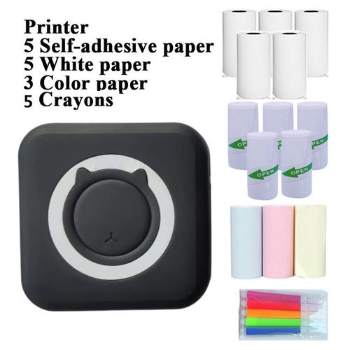 Imprimante Photo Portable, Mini Imprimante Photo Instantané sans Fil, Imprimante Thermique sans Fil BT Imprimante Mobile, Imprimante pour Photos Liste d'étiquettes, pour Photo, Reçu, Mémos