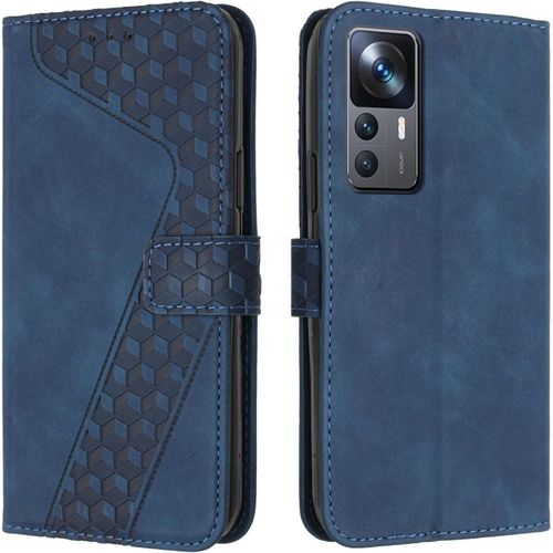 Coque Pour Xiaomi 12t, Housse De Protection Etui A Rabat Premium En Cuir Pu [Pochette De Portefeuille] [Fermeture Magnetique] Pour Xiaomi 12t Pro,Book Bleu