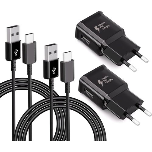 LORANKA-2-Pack Chargeur Original de Type C Chargeur Rapide avec Câble de Charge USB de Type C Câble de Charge Rapide pour Samsung Galaxy S8, S8 Plus, S9, S9+, S10, S10 Plus, S10e, A50, A15, A14, Z Fl