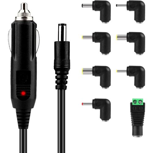 Chargeur Connecteur Allume-Cigare Dc 12v,Câble D'alimentation Universel Pour Chargeur Voiture 12w Avec 8 Adaptateurs,Câble Charge Voiture Pour Lecteur Dvd,Haut-Parleur Gps,Bandes Lumineuses Led