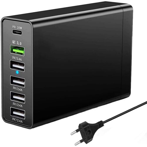 Chargeur Usb C Rapide 65w, Station De Charge Usb C 6 Port, Hub Usb Plusieurs Appareils, Usb C Adaptateur Secteur, Compatible Avec Iphone 12/13/14/15/Samsung S24/S23/S22/Google Pixel/Tablet.
