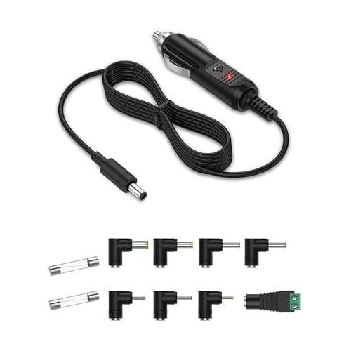 JGD-Chargeur Auto 12V 2A 24W 5,5 x 2,1 mm, Câble de 2 M, 8 Adaptateurs, Universel pour Bush, Sylvania (7/9/10 Pouces), Naviskauto, Lecteur DVD, Routeur, GPS, Tablettes, Haut-Parleurs, Lumières LED