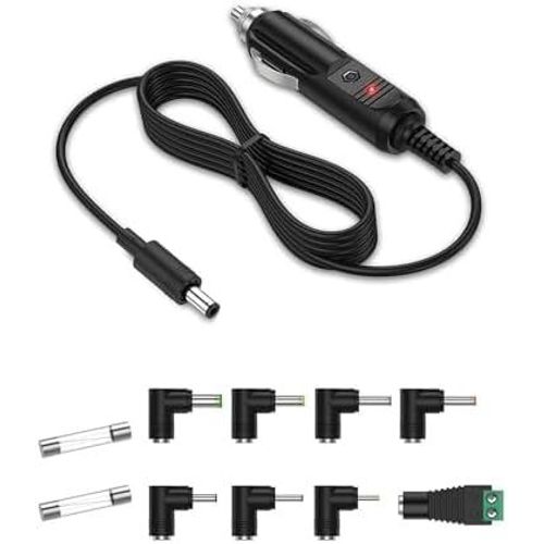 Chargeur Auto 12v 2a 24w 5,5 X 2,1 Mm, Câble De 2 M, 8 Adaptateurs, Universel Pour Bush, Sylvania (7/9/10 Pouces), Naviskauto, Lecteur Dvd, Routeur, Gps, Tablettes, Haut-Parleurs, Lumières Led
