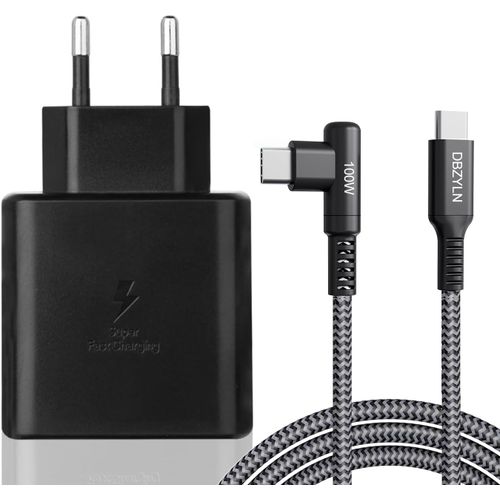 Eryi-45w Usb C Chargeur Rapide Avec Câble Compatibles Avec Samsung Galaxy S24 Ultra, S23 Ultra, S22 Ultra, Note20, Note10, S21, S20, Tab S7, Tab S8, Tablette Chargeur Secteur Usb C-Noir
