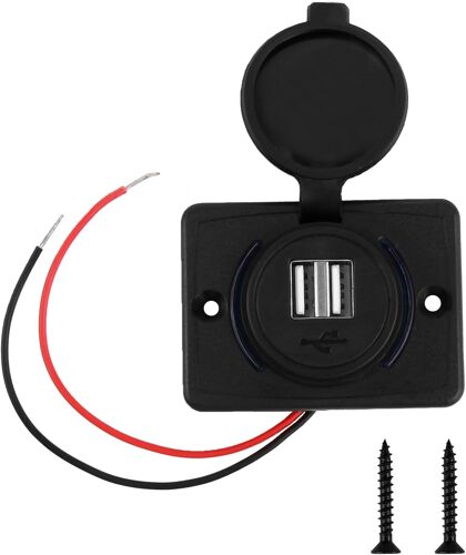 LORANKA-Prise USB 12V Chargeur de Voiture 3.1A avec LED | Port USB Encastrable 12V/24V avec Protection Intelligente | Prise Étanche pour Voiture, Bateau, Camping-Car | Kit Complet avec Vis