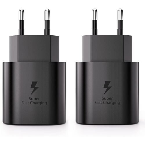 JGD-Lot de 2 Chargeurs 25W Chargeur Rapide USB C pour Samsung Galaxy S25, S24, S23, S22, S21 Ultra, S21 S20 FE, Note 20, A54, A55, A72, M43, M53, Z Flip 5/6, Super Fast Charging Alimentation Type C