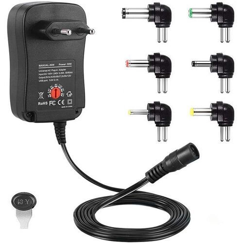 Adaptateur Secteur Chargeur,Universel 12w/30w 8.4v 3v 4.5v 5v 6v 7.5v 9v 12v 1000ma 1a 2000ma 2a Remplacement De Commutation À Tension Multiple Régulé (3v-12v 30w Eu)