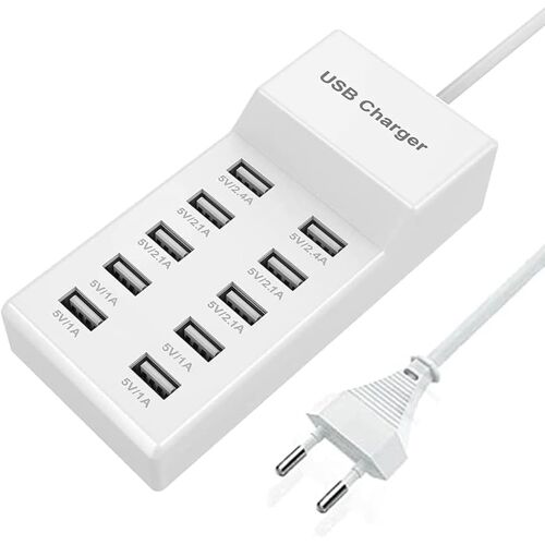 KALANKA-Chargeur USB Multi-Port, Prise d'alimentation USBA 10 Ports Charge Rapide USB Multi-Ports 40W Compatible avec iPhone 12/13/14/15/16/Samsung S21/S22/S23/S24/Xiaomi/Huawei/Oppo/OnePlus/autres a