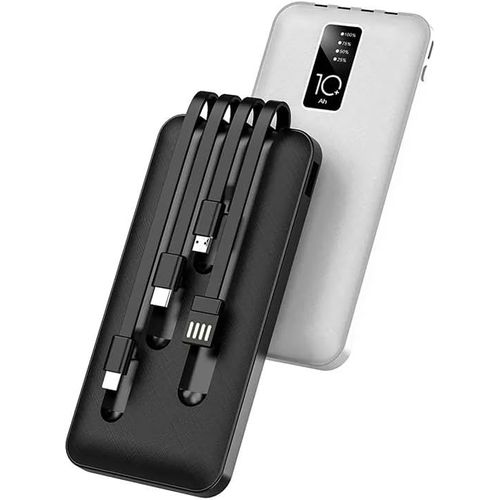 Batterie Externe Blanche 20000mah Avec 4 Câbles Intégrés Batterie Portable Usb C Mince Power Bank Avec 6 Sorties Et 3 Entrées