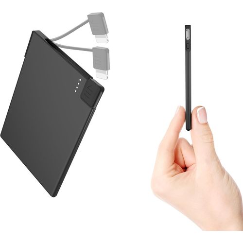 Power Bank Avec Câble, Très Mince Et Ultra Léger Et Très Petit - Format Carte De Crédit, 2500mah Mini Batterie Externe, Slim Batterie De Secours Chargeur Portable, Uniquement Pour Iphone