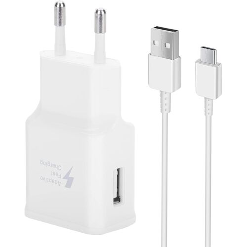 KALANKA-Adaptive Chargeur Rapide pour Samsung Galaxy S22 S21 S21FE S21+ S20FE S20 S20 Ultra S10 S10e S9 S8 A72 A71 A52 A51 A53 5G/Note20/10/9/Pixel 2/3/XL avec kit de Câble USB Type C Blanc 1,5 m