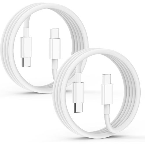 njmks-Lot de 2 câbles USB C vers USB C de 2 m - 60 W - Pour iPhone 15 Pro Max/15 Pro/15 Plus, MacBook Pro Air, iPad Pro/Air, Samsung Galaxy S23/S22, Pixel