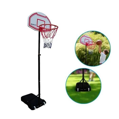 Panier De Basket Mobile - Devessport - Réglable 1,65-2,10m - Ballon Inclus - Idéal Jardin - Stable Avec Roues