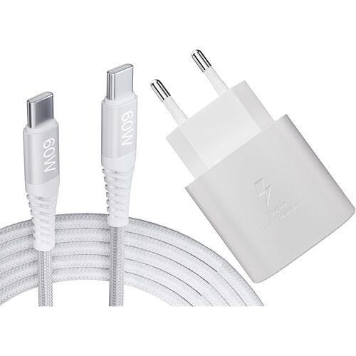 25W USB C Charger with 2M Nylon Charging Cable for Samsung Galaxy S24/A53/A54/A33/S23/S22/S21 Ultra/S21+/Z Flip 4/Z Fold 5/S20/Note20/S10/S9/S8, Replacement Fast Charger