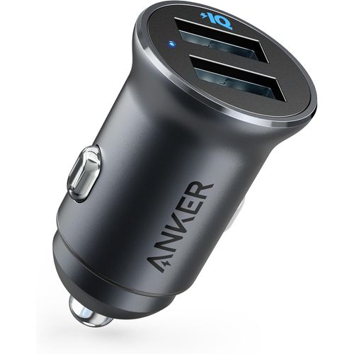Subzonal-Anker Chargeur Allume Cigare Powerdrive 2 Alloy - Chargeur Voiture Avec 2 Ports Usb 24w 4.8a En Métal Avec Led Bleue, Pour Iphone Xr/Xs/Max/X/8/7/Plus, Ipad Pro/Air 2/Mini, Galaxy, Lg, Htc E