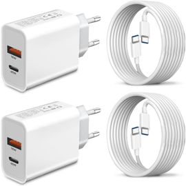2pack 45w Chargeur Usbc Rapide Et Câble Pour Samsung Galaxy S25 Ultra/S24 Ultra/S23 Fe/S25+/A56 5g/A36 A26 A16 A55 5g/A25 A35 A15 A56 A26 A54 A53 A34 A33 S22 S21 Iphone 15 16 Prise Adaptateur Secteu