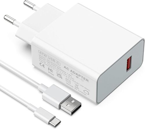 USB C Chargeur 67W Compatible avec Xiaomi 14T Pro/13T/14 Ultra/12 Lite/Redmi Pad SE/Poco X7 Pro/F6/X6 Pro/M6/X4 GT/Redmi Note 14 Pro 13 12, Chargeur Rapide avec Câble Type C