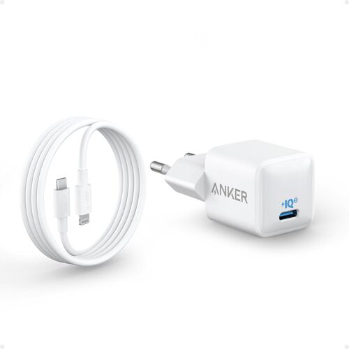 LORANKA-511 Chargeur iPhone USB C 20 W, Rapide, Durable et Compact PIQ 3.0, pour iPhone 14/13, Galaxy, Pixel 4/3, iPad/iPad Mini(+ 1 MFi Certified Câble USB C vers Lightning de 180 cm)