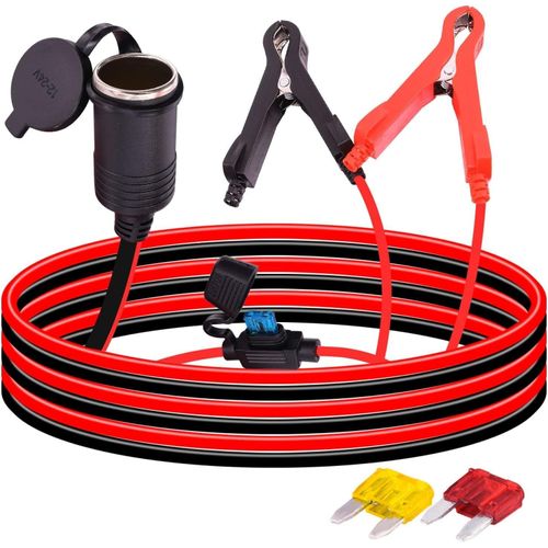 Câble Allume Cigare,Rallonge Allume Cigare De Voiture 12v/24 V Avec Pinces Crocodiles,Adaptateur De Prise Étanche 16 Awg Pour Motos,Bateaux,Voitures,Camions[3 M/9,84ft]