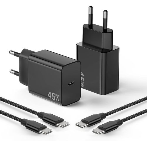 Eryi-Chargeur 45w Pour Samsung S25 Ultra,2pack Chargeur Rapide Usb C Avec Câble Tressé 2m 100w Compatible Pour Samsang Galaxy S25/S24/S23 Ultra, Pour Iphone 15/16, Pad, Macbok(Noir)