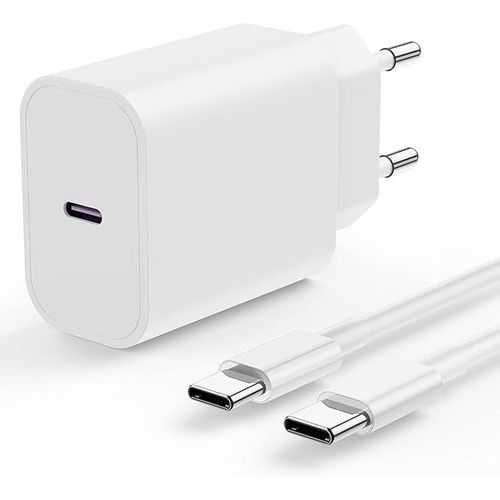 Rapida Chargeur Usb C 20W Avec Cable Type C 2M, Chargeur Rapide Prise Adaptateur Secteur Embout Usbc Avec Câble Usb-C 2M Pour Orginal Apple Iphone 16E/15, Iphone 17 Pro Max/Plus/Ipad/Pro/Air/Mini