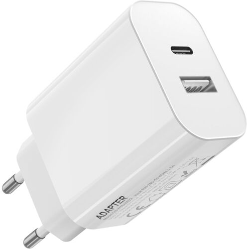 Chargeur Prise 2 Port Type C Rapide pour Apple iPhone 17 16 15 14 13, Adaptateur Secteur Universel Embout USB-C Bloc pour Samsung Galaxy et Xiaomi Redmi Google Pixel Telephone Portable/Watch